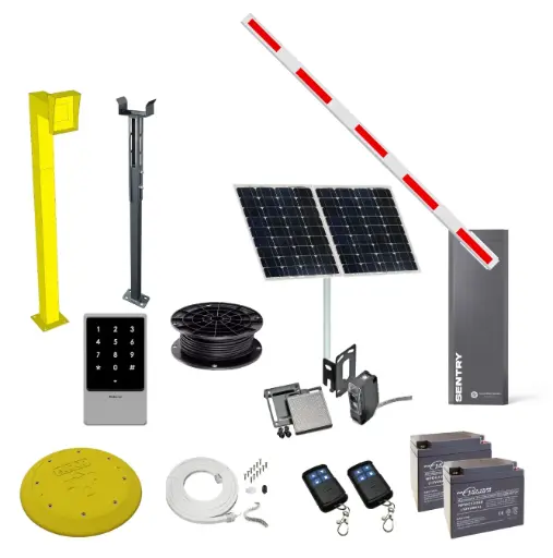[SENTRY-SA-SOLAR-ULT] 3m 4m 5m 6m Boom Gate (Brushless) ULTIMATE Kit Entry and Exit System Included - Solar Powered
