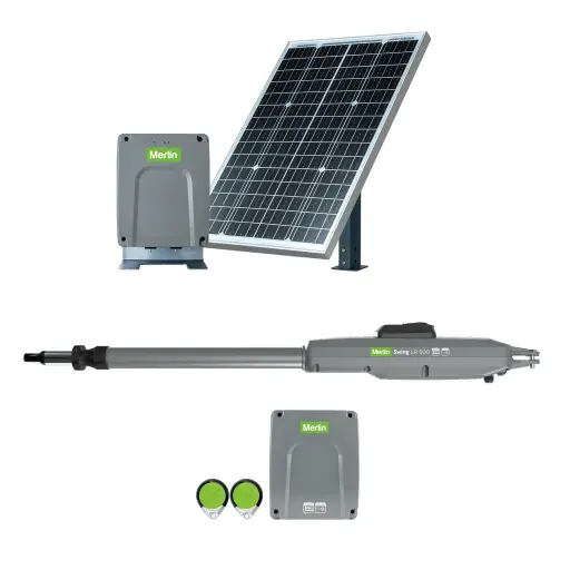 [MRGLSK-SP (LR500-1S-SOLAR-BK)] Merlin Solar Powered Farm and Rural Gate Opener Kit with 40W Panel