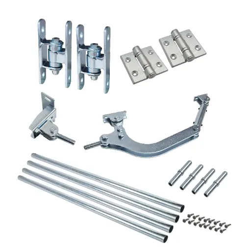 [BFOLD5-500-C-BF-B-ADJ] Bi Fold Gate System with post and Center position Hinges Max 2m Per Gate Panel (500KG Total Max Weight)
