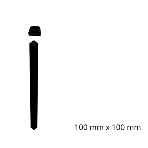 [SGP-100-NS+CAP] 100x100x2660 (2.7m) Steel Gate Fence Post Powder Coated Night Sky Satin Black (CAP INCLUDED)