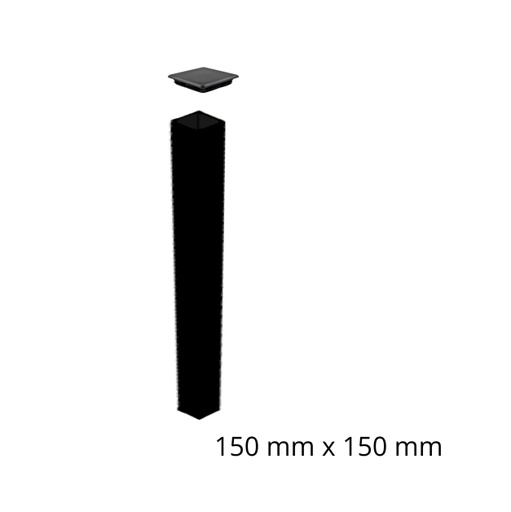 [SGP-150-NS+CAP] 150x150x2700mm (2.7m) Steel Gate Fence Post Powder Coated Night Sky Satin Black (CAP INCLUDED)