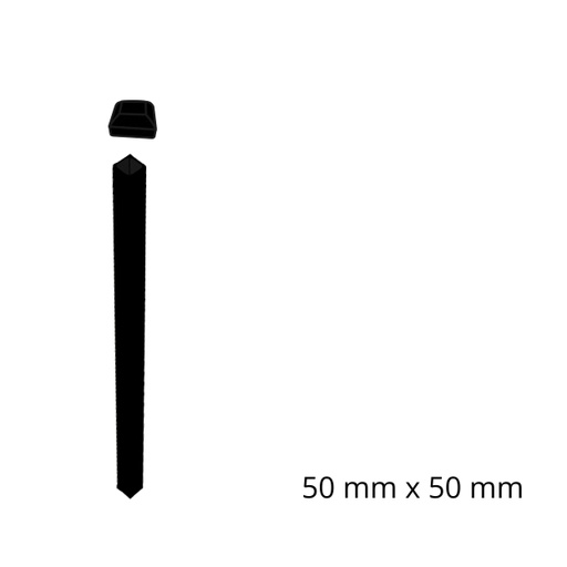 [SGP-50-NS+CAP] 50x50x2660 (2.7m) Steel Gate Fence Post Powder Coated Night Sky Satin Black (CAP INCLUDED)