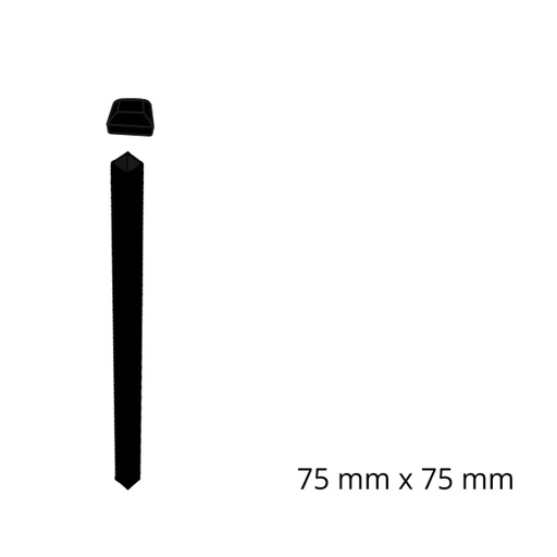 [SGP-75-NS+CAP] 75x75x2660 (2.7m) Steel Gate Fence Post Powder Coated Night Sky Satin Black (CAP INCLUDED)