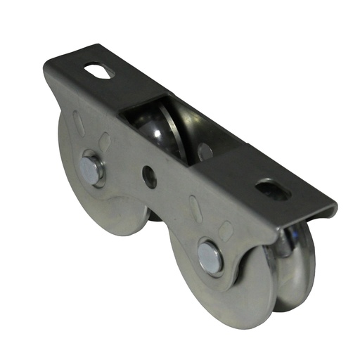 [ESM-DOUBLECARRIER-80A] HEAVY DUTY Surface Mount External DOUBLE CARRIER Sliding Gate Wheel 80mm R10 U Groove