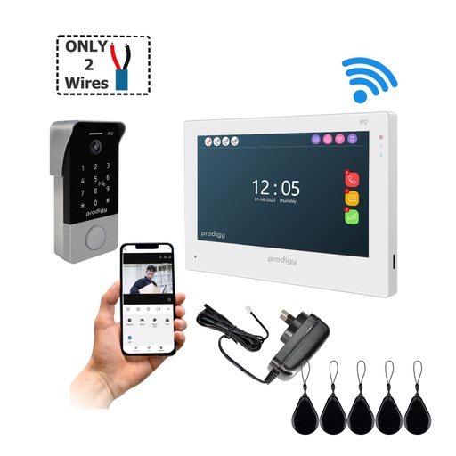 [IP2-DS-KP+IP27IM] Smart Home Intercom Kit 2 Wire with WiFi and Mobile APP HD with Wide Angle Keypad Outdoor Station and 7 Inch Touchscreen Indoor Monitor