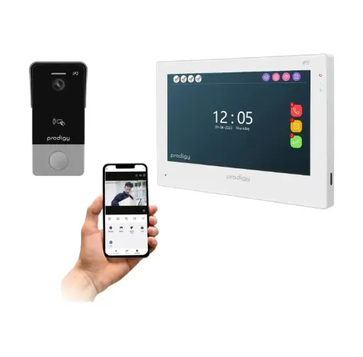 [IP2-DS-T+IP27IM] Smart Home Intercom Kit 2 Wire with WiFi and Mobile APP HD with Wide Angle RFID/EM Tag Outdoor Station and 7 Inch Touchscreen Indoor Monitor