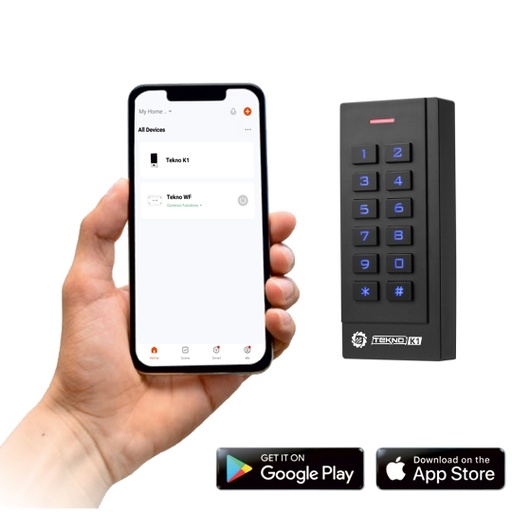 [Tekno-K1] Access Control Pin Code/Password Keypad + EM Card Reader with mobile APP control and Wi-Fi (Tuya and Smart Life APP) Supports Wiegand