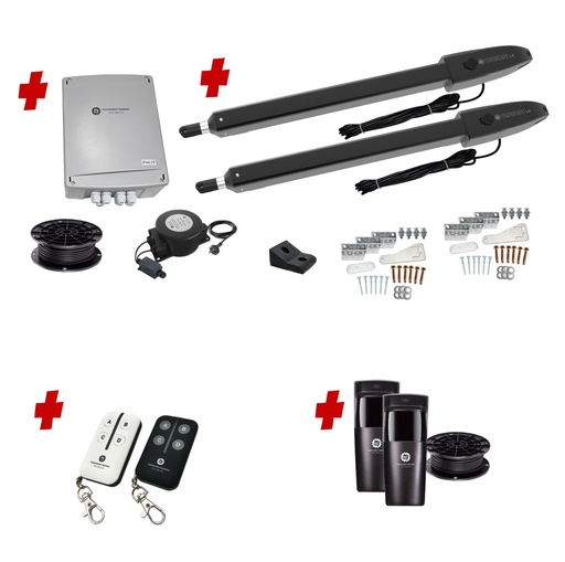 [ORION-LS-2D-E-I] Orion LS Low Voltage 24V Automatic Double Swing Driveway Gate Opener 24 Volt Kit ROBUST Slimline Compact Design for Trade Installers