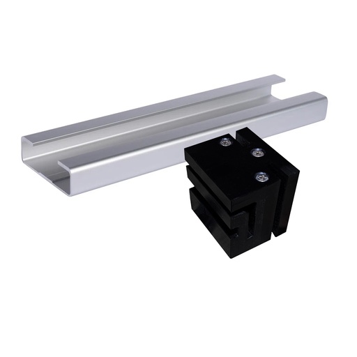 [AL-C300-NB-BK-SUP] Aluminum C Channel with Black Nylon Black (Superior) Sliding Gate Rear Guide System for Z profile or Angle (Cladded Gates, Colorbond, Spears and Arch)