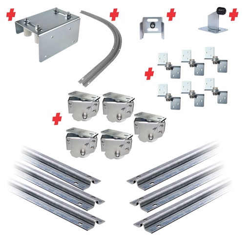 [SGHK-TURNV3SL-KIT] Complete Radius Turning Sectional Sliding Gate (Version 3 Dampening and Spring Loaded Wheels) Hardware Package Kit