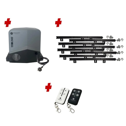 [TITAN2410-P-BK] Titan 2410 Electric 24V Low Voltage Automatic Sliding Driveway Gate Opener Kit FAST Heavy Duty POWERFUL Design BASE KIT