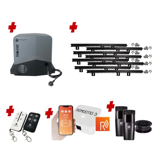 [TITAN2410-P-R] Remootio Titan 2410 Electric 24V Low Voltage Automatic Sliding Driveway Gate Opener Kit FAST Heavy Duty POWERFUL Design