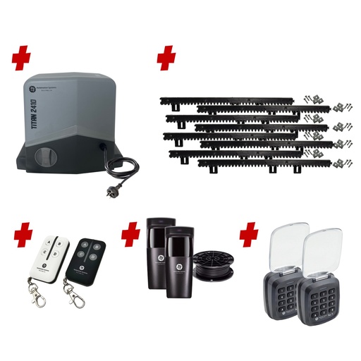 [TITAN2410-P-AP] Titan 2410 Electric 24V Low Voltage Automatic Sliding Driveway Gate Opener Kit FAST Heavy Duty POWERFUL Design with TWO Keypads Entry Exit