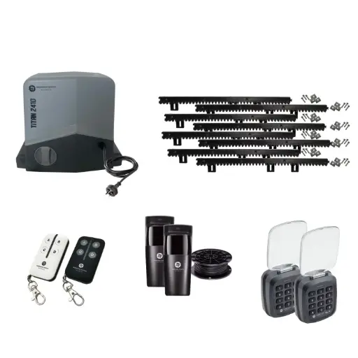 [TITAN2410-P-AP] Titan 2410 Electric 24V Low Voltage Automatic Sliding Driveway Gate Opener Kit FAST Heavy Duty POWERFUL Design with TWO Keypads Entry Exit