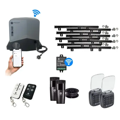 [TITAN2410-P-AU] Titan 2410 Electric 24V Low Voltage Automatic Sliding Driveway Gate Opener Kit FAST Heavy Duty POWERFUL Design with Wifi Mobile App Control and Keypad Entry Exit