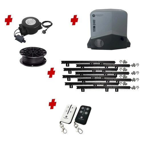 [TITAN2410-E-BK] Titan 2410 Low Voltage 24V Automatic Sliding Driveway Gate Opener 24 Volt Kit FAST Heavy Duty POWERFUL Design BASE KIT