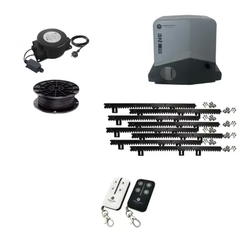 [TITAN2410-E-BK] Titan 2410 Low Voltage 24V Automatic Sliding Driveway Gate Opener 24 Volt Kit FAST Heavy Duty POWERFUL Design BASE KIT