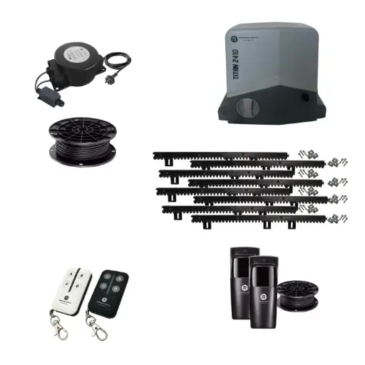 [TITAN2410-E-I] Titan 2410 Low Voltage 24V Automatic Sliding Driveway Gate Opener 24 Volt Kit FAST Heavy Duty POWERFUL Design for Trade Installers