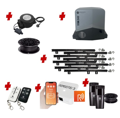 [TITAN2410-E-R] Remootio Titan 2410 Low Voltage 24V Automatic Sliding Driveway Gate Opener 24 Volt Kit FAST Heavy Duty POWERFUL Design