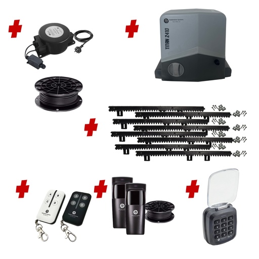 [TITAN2410-E-AS] Titan 2410 Low Voltage 24V Automatic Sliding Driveway Gate Opener 24 Volt Kit FAST Heavy Duty POWERFUL Design with Keypad Pin Code