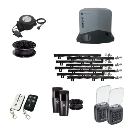 [TITAN2410-E-AP] Titan 2410 Low Voltage 24V Automatic Sliding Driveway Gate Opener 24 Volt Kit FAST Heavy Duty POWERFUL Design with TWO Keypads Entry Exit
