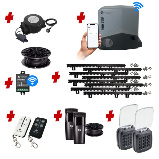 [TITAN2410-E-AU] Titan 2410 Electric 24V Low Voltage Automatic Sliding Driveway Gate Opener Kit FAST Heavy Duty POWERFUL Design with Wifi Mobile App Control and Keypad Entry