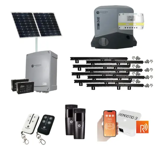[TITAN2410-SOLAR-R] Remootio Titan 2410 Solar Powered Automatic Sliding Driveway Gate Opener 24 Volt Kit FAST Heavy Duty POWERFUL Design