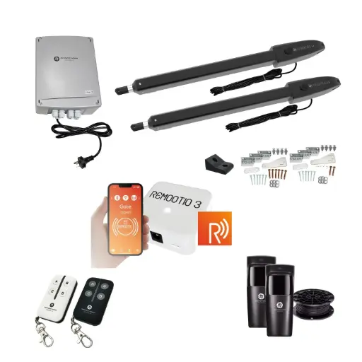 [Orion-LS-2D-P-R] Orion LS Automatic Double Swing Driveway Gate Opener Kit - Mains Powered, Linear Actuator, Long Stroke, with Remootio Smart Control
