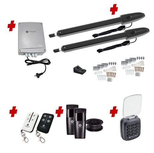 [Orion-LS-2D-P-AS] Orion LS Electric 24V Low Voltage Automatic Double Swing Driveway Gate Opener Kit ROBUST Slimline Compact Design with Keypad Pin Code