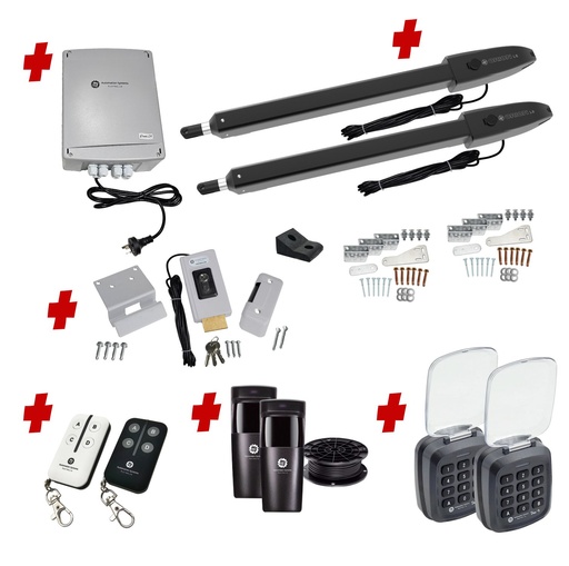 [Orion-LS-2D-P-AP] Orion LS Low Voltage 24V Automatic Double Swing Driveway Gate Opener 24 Volt Kit ROBUST Slimline Compact Design with TWO Keypads Entry Exit