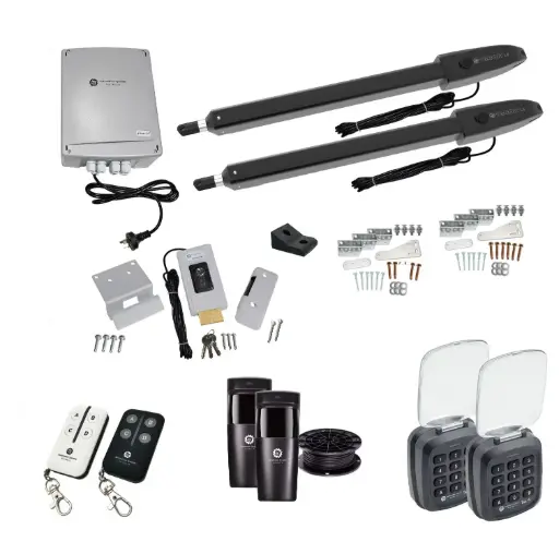 [Orion-LS-2D-P-AP] Orion LS Low Voltage 24V Automatic Double Swing Driveway Gate Opener 24 Volt Kit ROBUST Slimline Compact Design with TWO Keypads Entry Exit