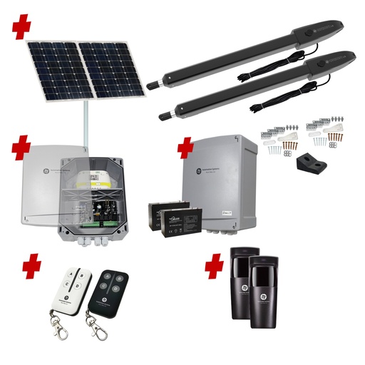[Orion-LS-2D-SOLAR-I] Orion LS Solar Powered Automatic Double Swing Driveway Gate Opener 24 Volt Kit ROBUST Slimline Compact Design for Trade Installers