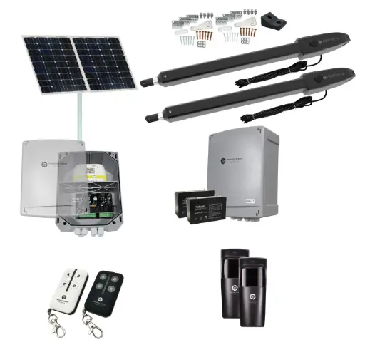 [Orion-LS-2D-SOLAR-I] Orion LS Solar Powered Automatic Double Swing Driveway Gate Opener 24 Volt Kit ROBUST Slimline Compact Design for Trade Installers