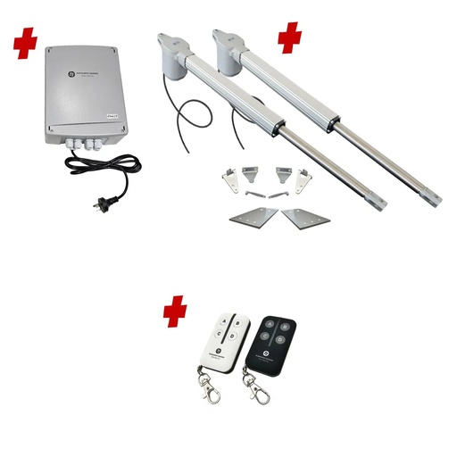 [V5-2D-P-BK] Viper 5 Long Stroke ITALIAN Electric 24V Low Voltage Automatic Double Swing Driveway Gate Opener Kit ROBUST Heavy Duty Design BASE KIT