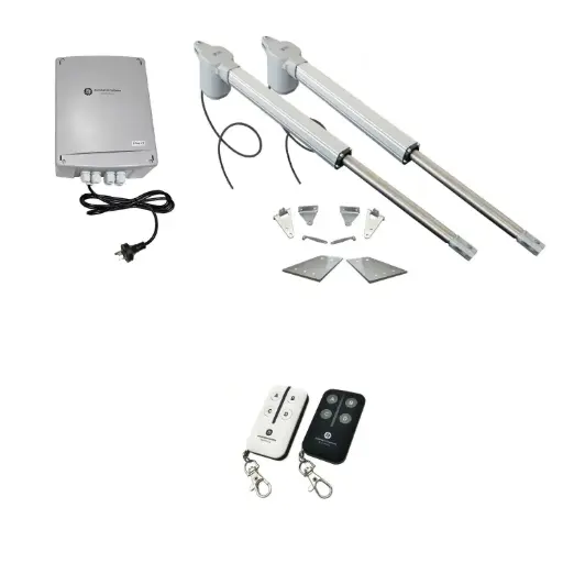 [V5-2D-P-BK] Viper 5 Long Stroke ITALIAN Electric 24V Low Voltage Automatic Double Swing Driveway Gate Opener Kit ROBUST Heavy Duty Design BASE KIT