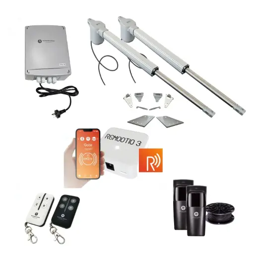 [V5-2D-P-R] Remootio Viper 5 Long Stroke ITALIAN Electric 24V Low Voltage Automatic Double Swing Driveway Gate Opener Kit ROBUST Heavy Duty Design