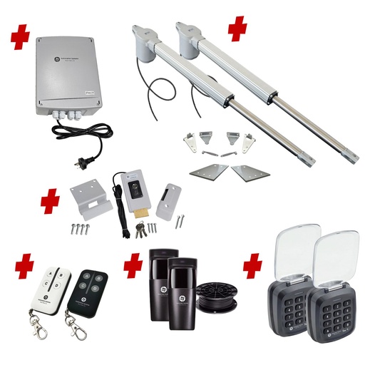 [V5-2D-P-AP] Viper 5 Long Stroke ITALIAN Electric 24V Low Voltage Automatic Double Swing Driveway Gate Opener Kit ROBUST Heavy Duty Design with TWO Keypads Entry Exit