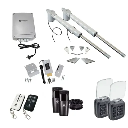 [V5-2D-P-AP] Viper 5 Long Stroke ITALIAN Electric 24V Low Voltage Automatic Double Swing Driveway Gate Opener Kit ROBUST Heavy Duty Design with TWO Keypads Entry Exit