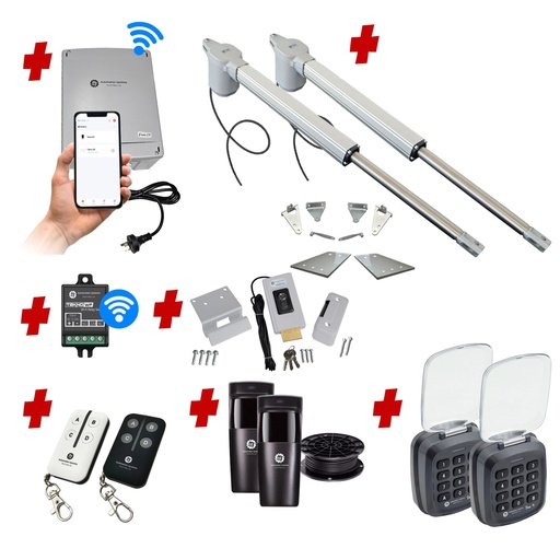 [V5-2D-P-AU] Viper 5 Long Stroke ITALIAN Electric 24V Low Voltage Automatic Double Swing Driveway Gate Opener Kit ROBUST Heavy Duty Design with Wifi Mobile App Control and Keypad Entry Exit