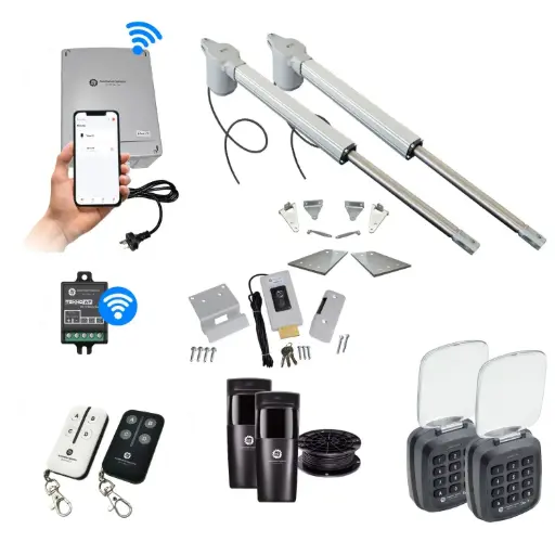 [V5-2D-P-AU] Viper 5 Long Stroke ITALIAN Electric 24V Low Voltage Automatic Double Swing Driveway Gate Opener Kit ROBUST Heavy Duty Design with Wifi Mobile App Control and Keypad Entry Exit