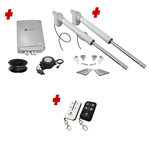 [V5-2D-E-BK] Viper 5 Long Stroke ITALIAN Low Voltage 24V Automatic Double Swing Driveway Gate Opener 24 Volt Kit ROBUST Heavy Duty Design BASE KIT