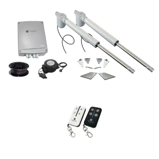 [V5-2D-E-BK] Viper 5 Long Stroke ITALIAN Low Voltage 24V Automatic Double Swing Driveway Gate Opener 24 Volt Kit ROBUST Heavy Duty Design BASE KIT