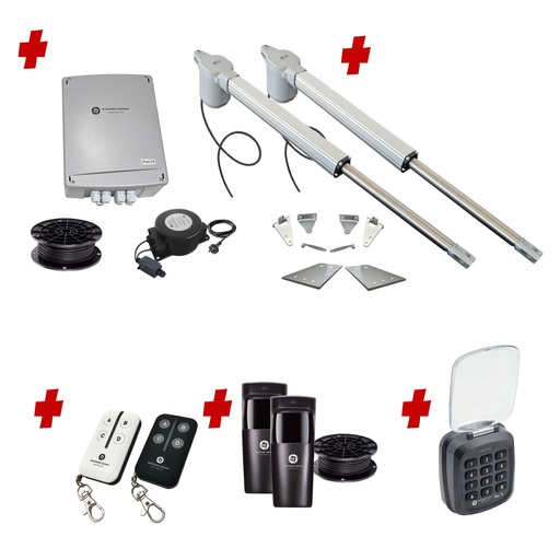 [V5-2D-E-AS] Viper 5 Long Stroke ITALIAN Low Voltage 24V Automatic Double Swing Driveway Gate Opener 24 Volt Kit ROBUST Heavy Duty Design with Keypad Pin Code