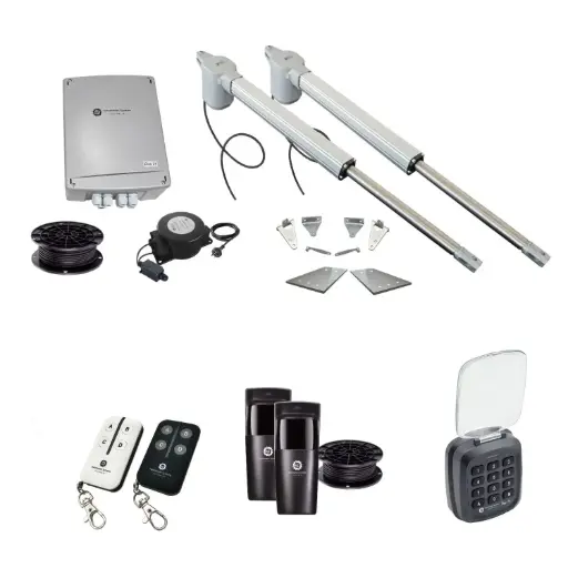 [V5-2D-E-AS] Viper 5 Long Stroke ITALIAN Low Voltage 24V Automatic Double Swing Driveway Gate Opener 24 Volt Kit ROBUST Heavy Duty Design with Keypad Pin Code