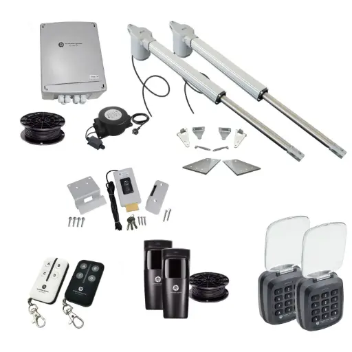 [V5-2D-E-AP] Viper 5 Long Stroke ITALIAN Low Voltage 24V Automatic Double Swing Driveway Gate Opener 24 Volt Kit with Wifi Mobile App Control and Keypad Entry Exit