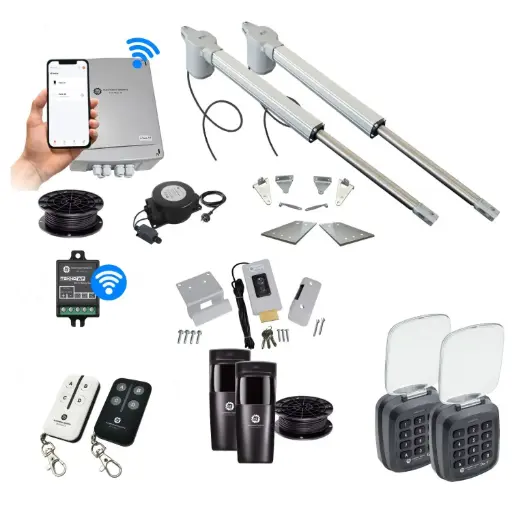 [V5-2D-E-AU] Viper 5 Long Stroke ITALIAN Low Voltage 24V Automatic Double Swing Driveway Gate Opener 24 Volt Kit with Wifi Mobile App Control and Keypad Entry Exit