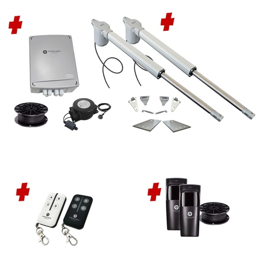 [V5-2D-E-I] Viper 5 Long Stroke ITALIAN Low Voltage 24V Automatic Double Swing Driveway Gate Opener 24 Volt Kit ROBUST Heavy Duty Design for Trade Installers