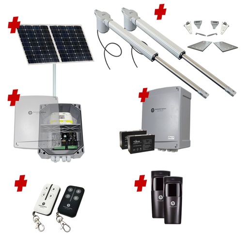 [V5-2D-SOLAR-I] Viper 5 Long Stroke ITALIAN Solar Powered Automatic Double Swing Driveway Gate Opener 24 Volt Kit ROBUST Heavy Duty Design for Trade Installers