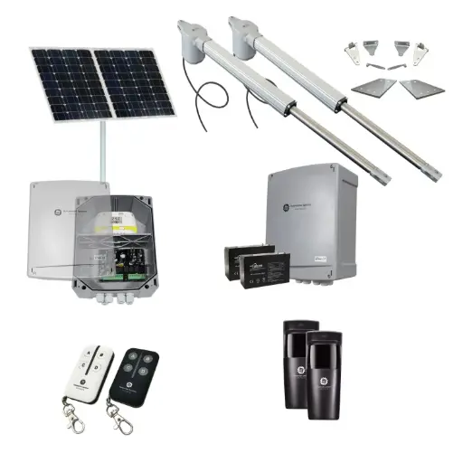 [V5-2D-SOLAR-I] Viper 5 Long Stroke ITALIAN Solar Powered Automatic Double Swing Driveway Gate Opener 24 Volt Kit ROBUST Heavy Duty Design for Trade Installers