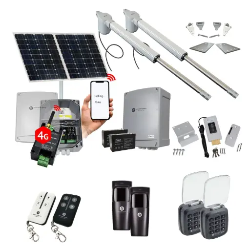 [V5-2D-SOLAR-AU] Viper 5 Long Stroke ITALIAN Solar Powered Automatic Double Swing Driveway Gate Opener 24 Volt Kit ROBUST Heavy Duty Design with Wifi Mobile App Control and Keypad Entry